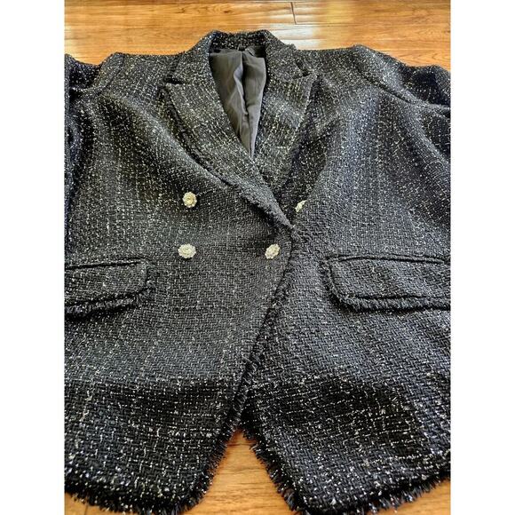 Talbots Metallic Black Fringe Tweed Blazer Women's Size 18WP NWT Career Party - Picture 4 of 16